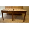 Image 1 : Pair of Marble Top Wood Tables (One Top Needs to be Glued Back On) - 27W, 21D, 22T 