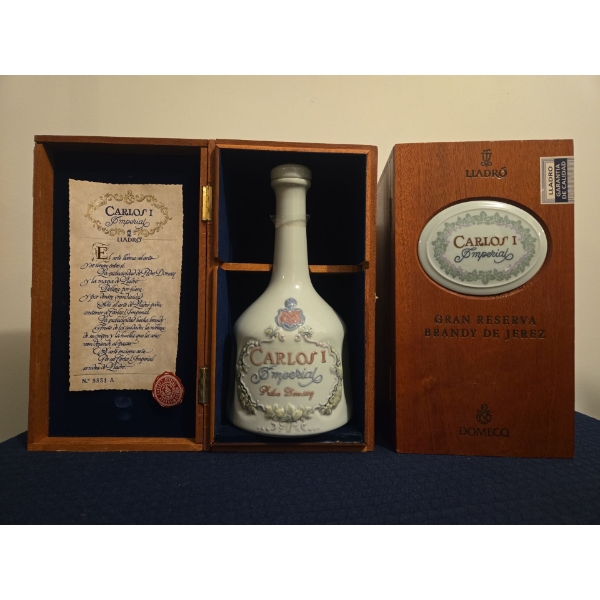 LLADRO Empty Porcelain Liquor Bottle in Wooden Box, Plus Extra LLADRO Wooden Box w/o Bottle 