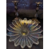 Image 2 : Carnival Glass Bowl w/ Pair of Vintage Buroqe Candle Holders & Crystal Serving Bowls