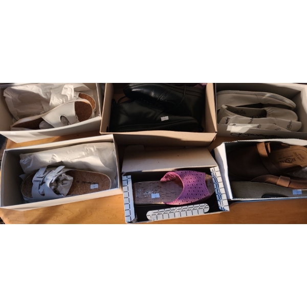 - Selection of Women's Shoes: Size 8 White Slip-On Sneakers, Size 9 Pink Shoes, Others Size 10