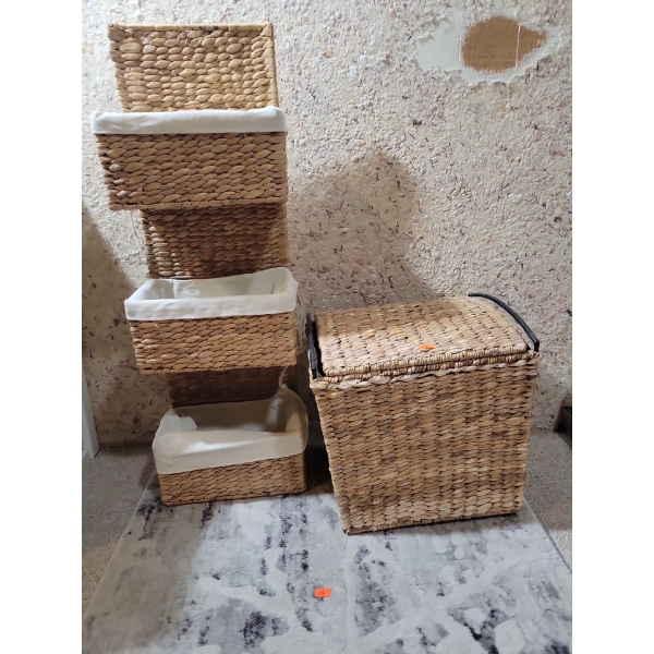 Wicker Shelf Basket Thirty Three Tall With Rug