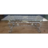 Image 3 : Half Moon Glass Console Table 50w x 19d x 29tall &  Matching Glass Coffee Table 48w x 24d x 17tall