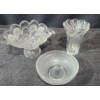 Image 1 : Unique Shaped Glass Pedestal Bowl with Textured Round Bowl and Flared Vase- Very Chic!