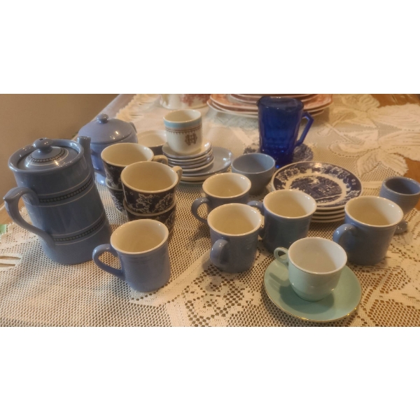 English Pottery Coffee and Tea Service with Kent Festival and Wood's England Pieces