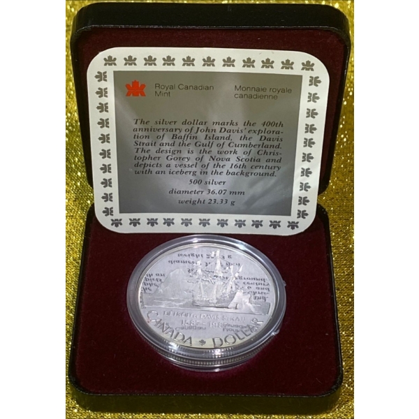  1987 400th anniversary of John Davis's Exploration 50% Silver Coin, 23.33 grams