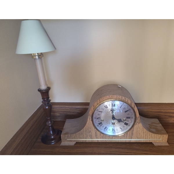 Kieninger German Mantle Clock (Key Included) 16 W, 4.5 D, 8.5 T and Candlestick w/ Shade 18.5 T 
