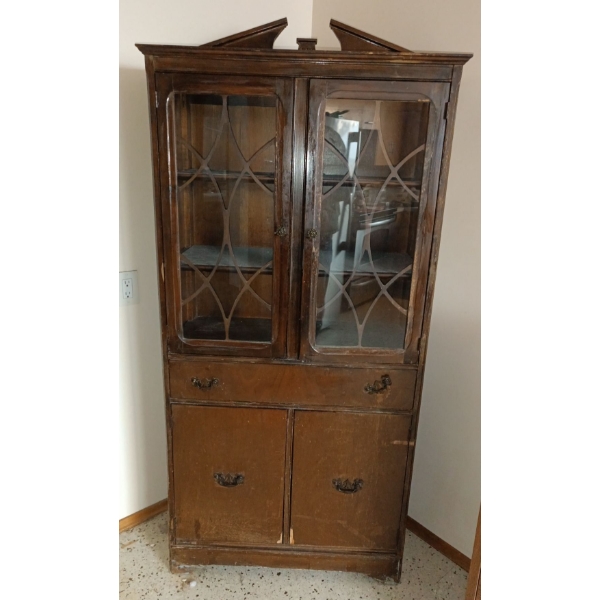 Antique Cabinet with Drawers & Cupboards  31"w 15"d x 72" tall  (Wear & Tear Present)