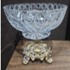 Image 3 : Vintage Etched Mirror (14W, 29T) w/ Lovely Brass Base Crystal Candy Dish 