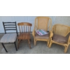 Image 1 : 2 Chairs w/ Rattan Backs: Arm Chair 26 W, 21 D, 38 T, Side Chair 25 W, 19 D, 29 T and 2 Extra Chairs