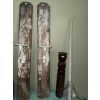 Image 3 : Decorative Lot: Patterned Boxes, Wooden Planks, Wire Basket, and Pillar