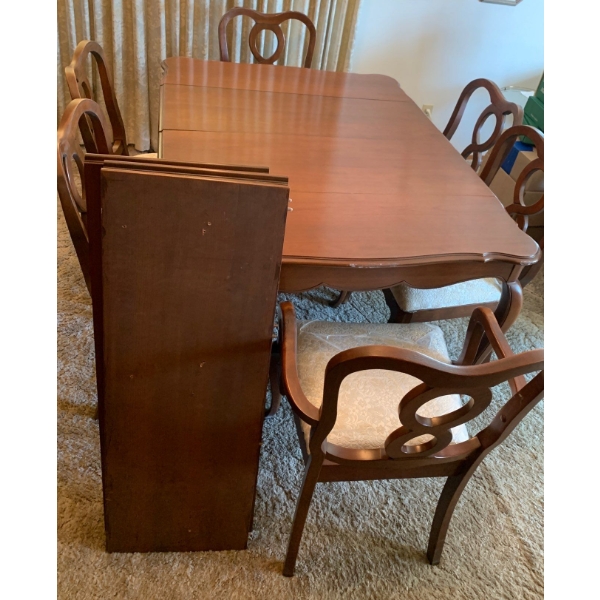 Vintage Dinning Table w/ 6 Chairs & 3 Inserts 53x39x30