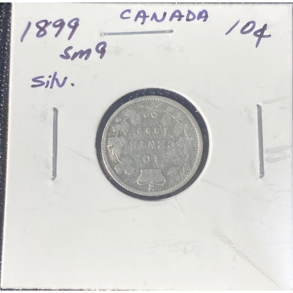 1899 Canadian Dime 92.5% Silver 2.33 Grams Each