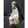 Image 1 : Casades Porcelain Figurine of Seated Pierrot with Hat and Collar