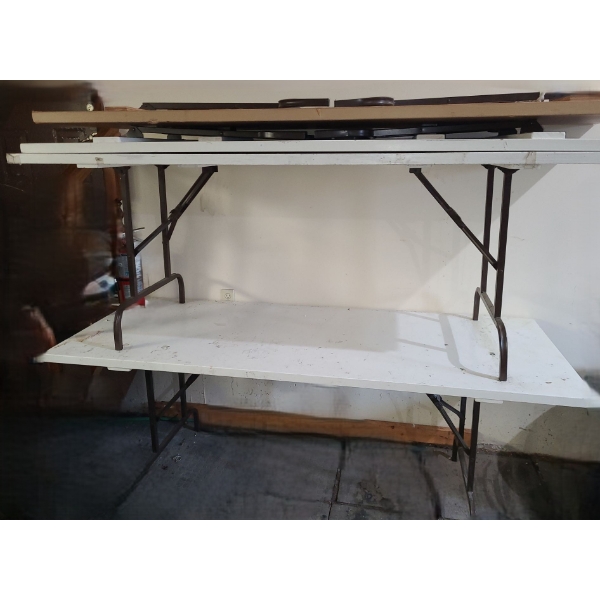 Folding Garage Utility Tables w/ Metal Legs and Wood Top 80 W, 30 D, 30 T 