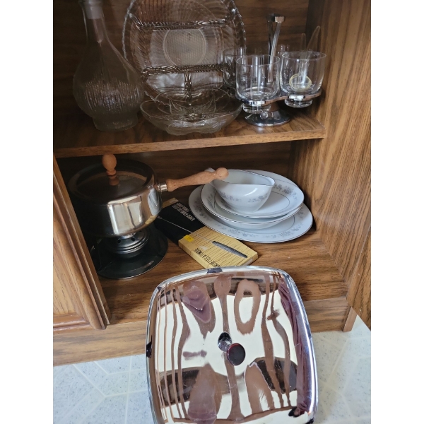 Servingware Collection - Crystal Decantor Cocktail Glasses Fondue Pot & More