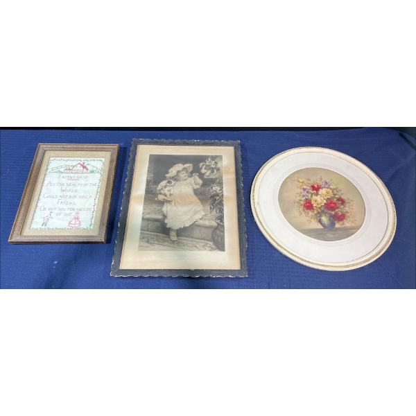 Collection of Vintage/Antique Art Prints in Frames (includes unique 20 D round frame)