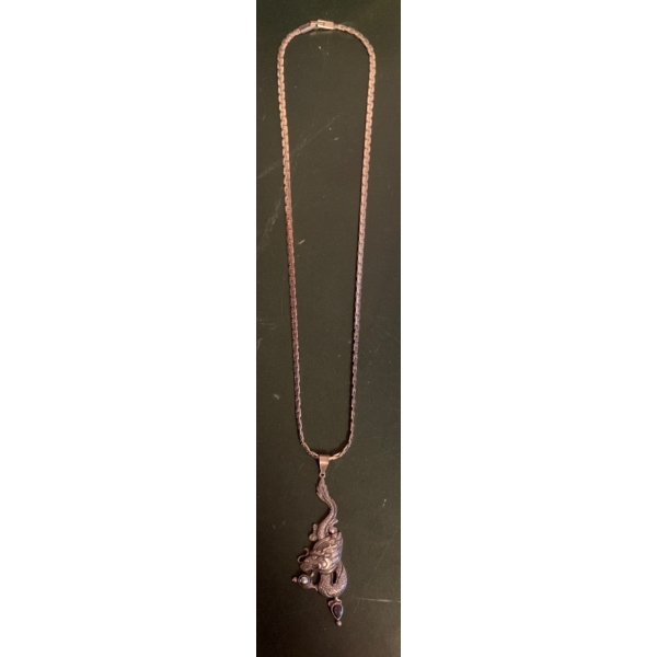 925 Stamped Chain & Pendant w/ Stones Weighs 29.75g