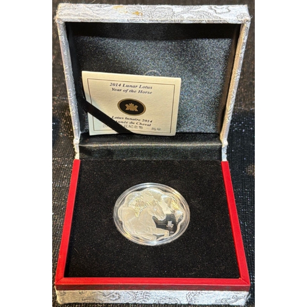 2014 Lunar Lotus Year of the Horse Fine Silver Coin 26.7 Grams
