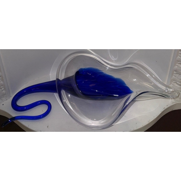 Stunning Murano Art Glass Candy Dish - 13" Cobalt Blue 