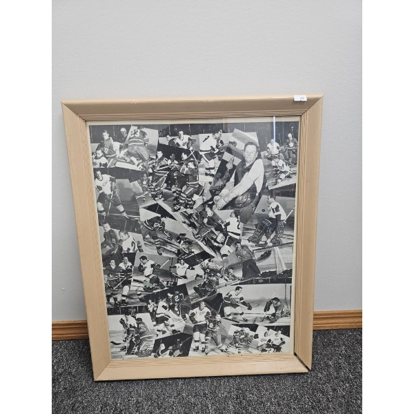 Framed Black-and-White Hockey Collage, 18 x 22 Inches