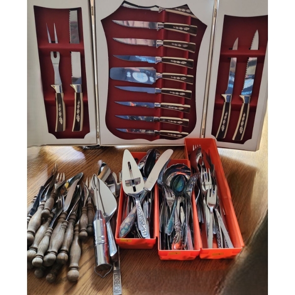 Regent Sheffield 19 Piece Stainless Steel Serving/ Cutting Set w/ Leaf Design and Assorted Cutlery