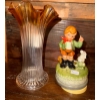 Image 1 : Fenton Diamond Point Columns Swung Vase 12" & Boy With His Dog Hummel Music Box