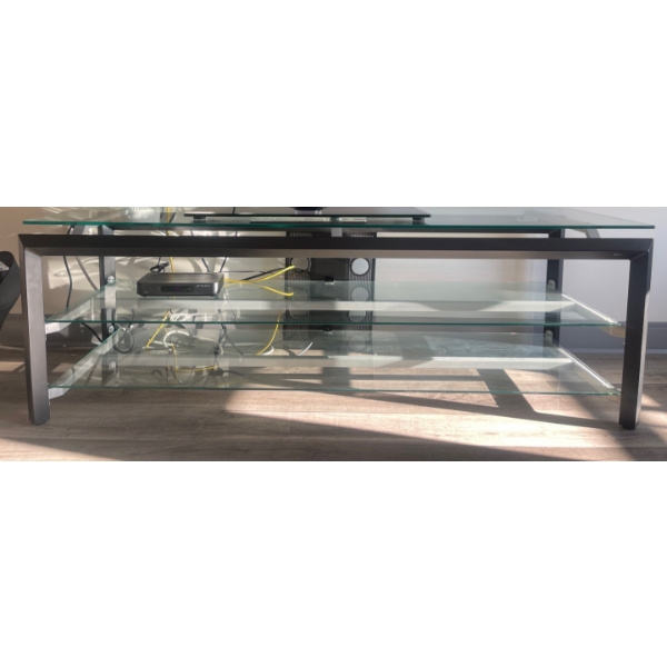 Glass Two Tiered TV Stand  57"w x 18"d x 20"tall