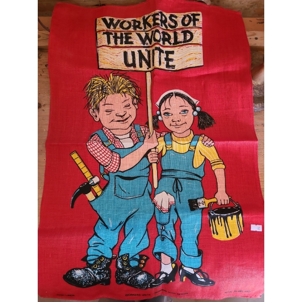 "Workers of the World Unite" Morning Star Design 18 X 28 Print on Irish Linen