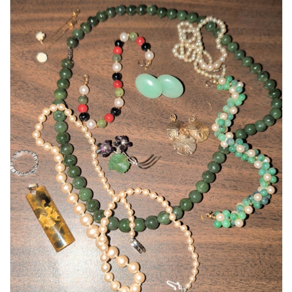Beaded Beauties - Stone Embellished Fashion Jewelry w/ Amber Jadeite Fresh Water Pearls & More