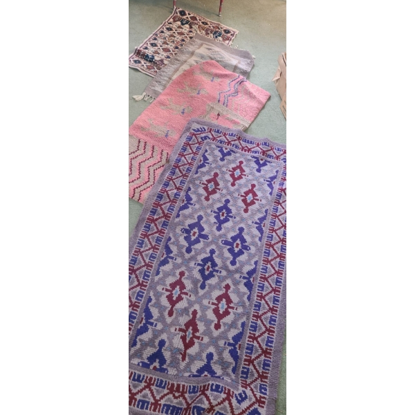 Collection of Basic Throw Rugs, Largest 71 L, 35 W
