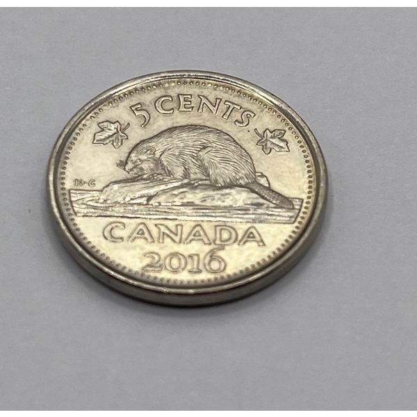 2016 Canadian 5 Cent Coin - ERROR Beaver over Queen