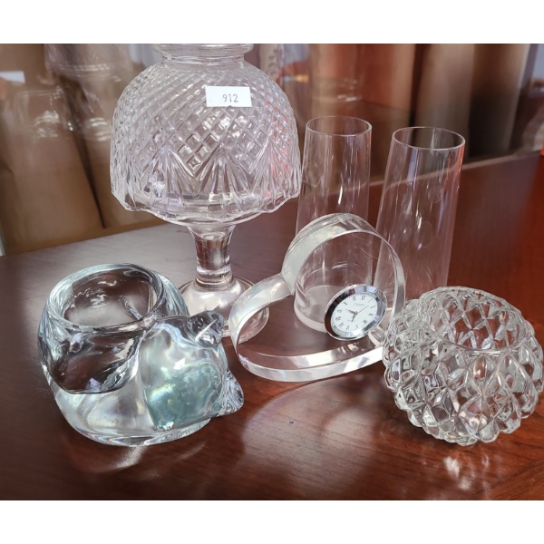 Glass Candleholders and Camry Heart Shaped Clock