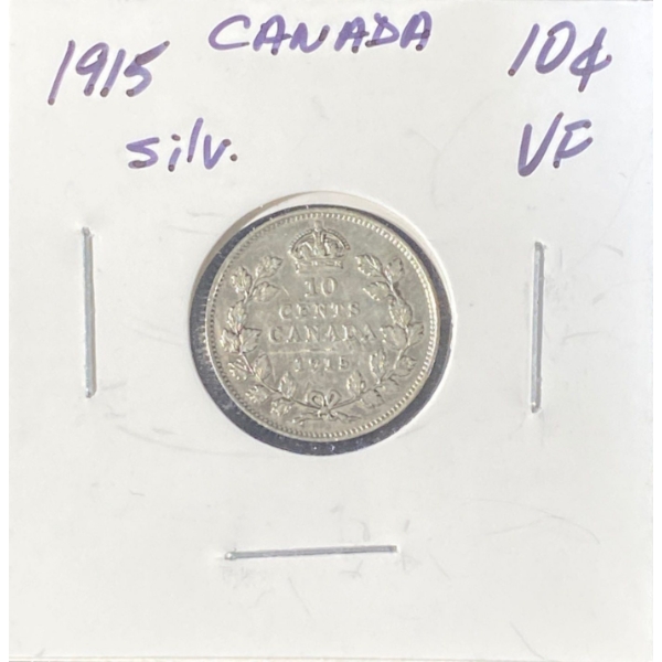 4 Canada Silver Dimes, 1915, 1920, 1935, 1936