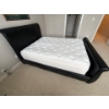 Image 3 : Black  Queen Sized Leather Upholstered Bed Frame w/ Pillow Top Mattress-  In Great Condition!