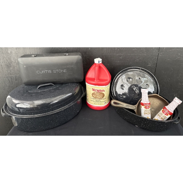 Gallon Sized Container of Liquid Smoke Roasting Vessel w/ Lid & More