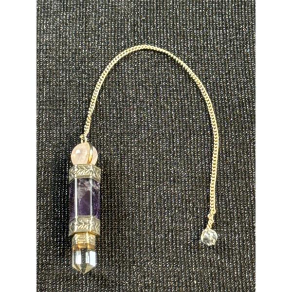 Amethyst Rose Quartz Crystal  Pendulum
