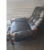 Image 2 : Vintage Black Leather Chair w/ Footrest 37 W, 45 D, 34 T, Includes Extra Footstool 20 W, 18 D, 15 T