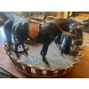 Image 5 : Horse Sculpture H10" L 15" With Vintage Tasco Binoculars Olympus Camera & Wicker Serving Tray 