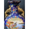Image 3 : Hand Painted Satsuma Style Cobalt Gilt Japanese Porcelain Vase