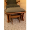 Image 2 : Antique Chair & Foot Stool  Green Velvet & Wool Throw 25W x 42T