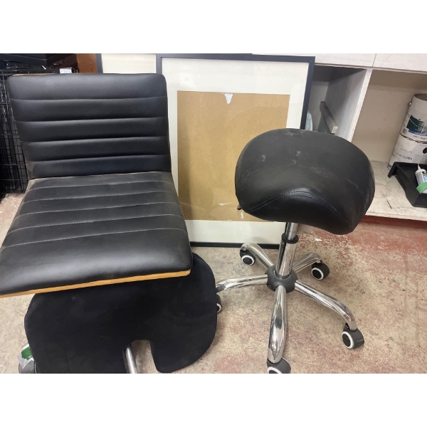 2 Tattoo or Nail Tech Chairs, Including 2x Large Picture Frames 