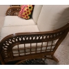 Image 2 : Rattan Loveseat with Beige Upholstery 49 W, 30 D, 32 T
