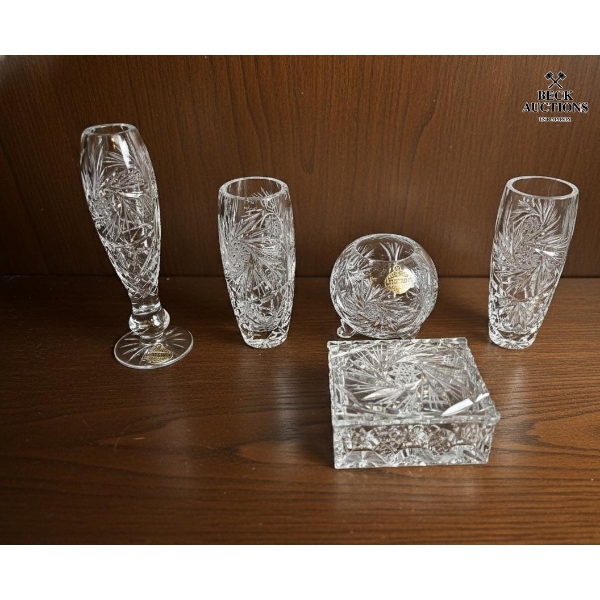 Vintage Bohemian Lead Crystal Pieces, Characterized By Their Intricate "pinwheel" Hand-cut 24% lead
