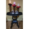 Image 1 : Musical Themed Black Stand w/ Holiday Themed Decor (Candle Holders, Santas) 24W, 16D, 25T  