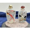 Image 1 : Glass Hand Painted Birds Snuff Bottles 2.75H & 3H