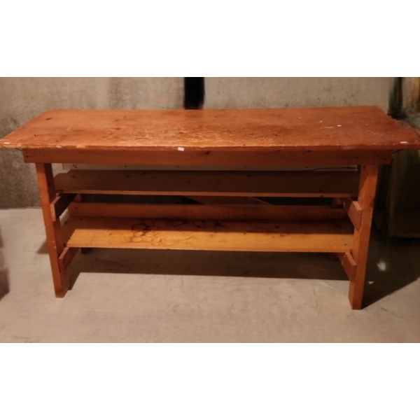 Wood Utility Workstation w/ Lower Shelf Storage 66 W, 24 D, 33 T