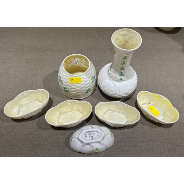  Jar, Vase  & Salt Cellars (No Lids) - All are Belleek