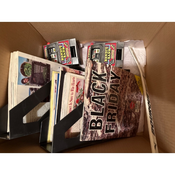 Books Incl. Educational, Magazines, Bandit Bank Toy Mini Slots (Some Damage) 