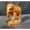 Image 3 : Detailed Wooden Elephant with Folk Art Wooden Animal Motifs
