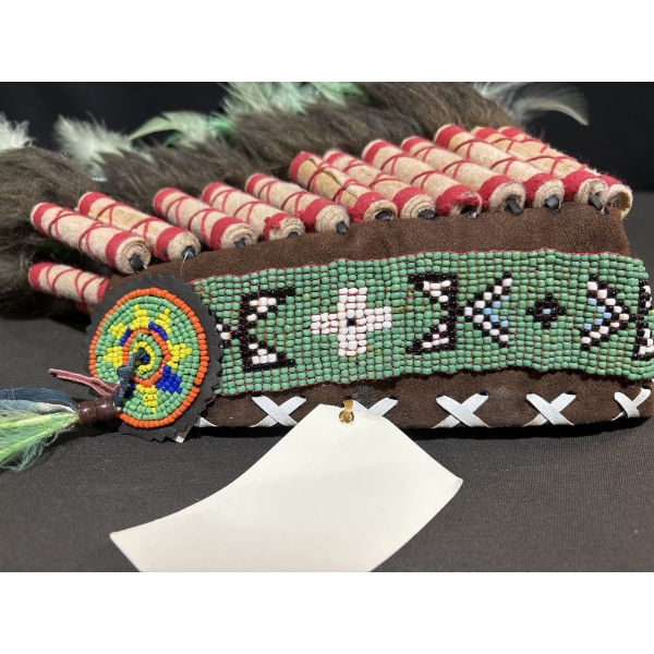 Native American Style Feather Headdress with Beaded Headband